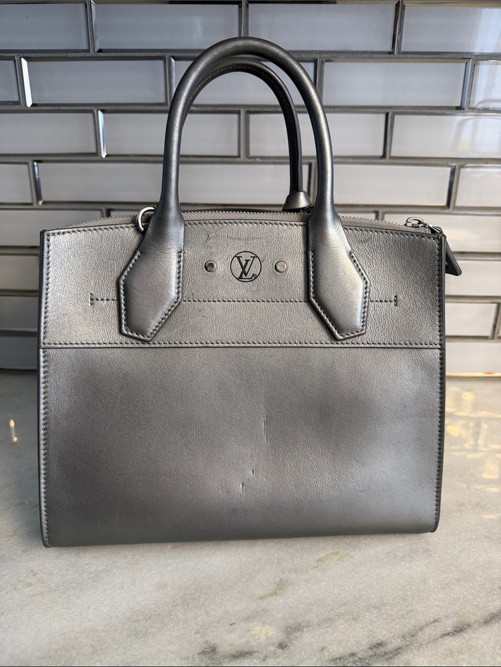 Louis Vuitton Metallic Gunmetal Gray Calf Leather City Steamer PM - Picture 9 of 16